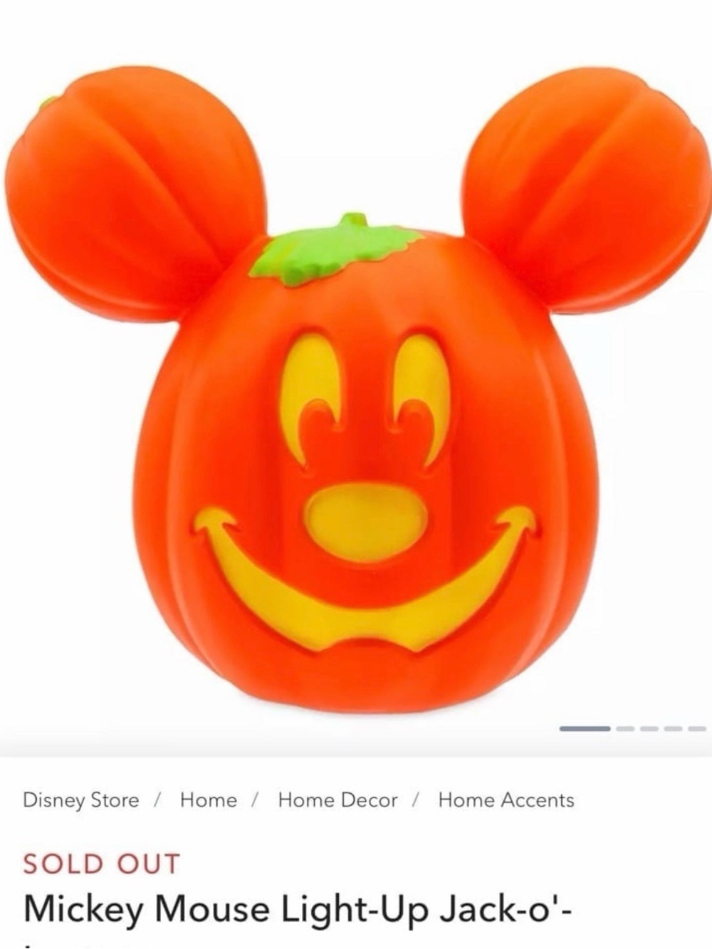 Mickey Mouse Light-Up Jack-o'-Lantern